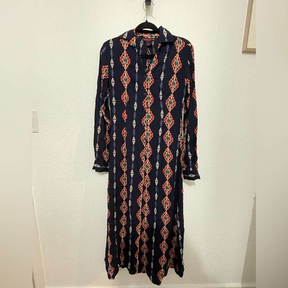Rock & Roll Cowgirl Southwestern Collar button up Embroidered Dress Small